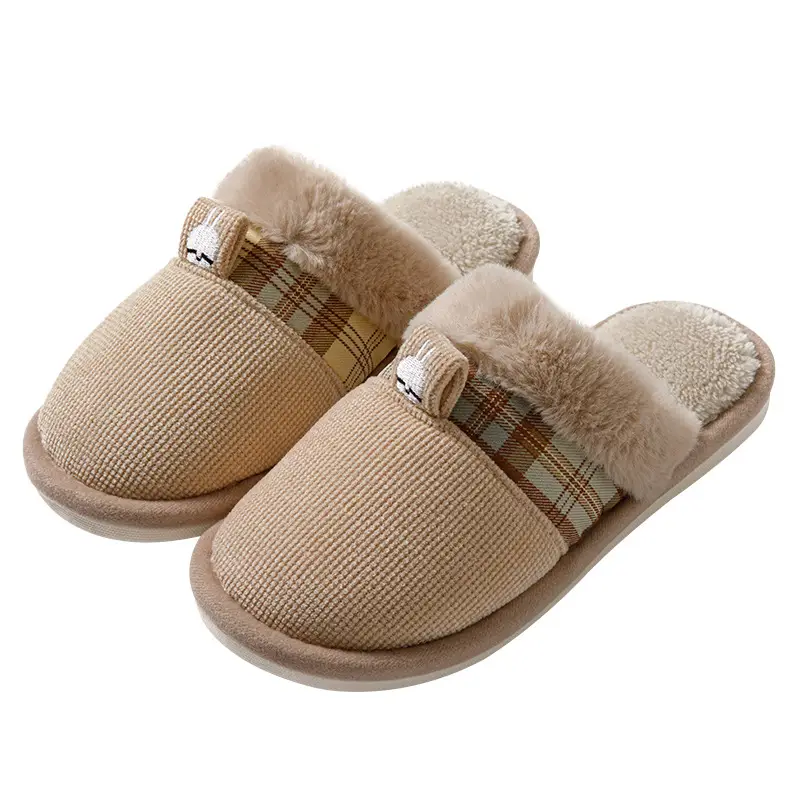 Rascal Rabbit Cotton Slippers for Women, Autumn and Winter Indoor Home Casual Plush Non-Slip Soft Sole Couple Home Slippers for Men, Floor Warm Plush - Image 10