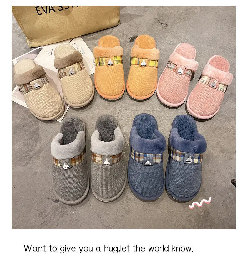 Rascal Rabbit Cotton Slippers for Women, Autumn and Winter Indoor Home Casual Plush Non-Slip Soft Sole Couple Home Slippers for Men, Floor Warm Plush — feature 11