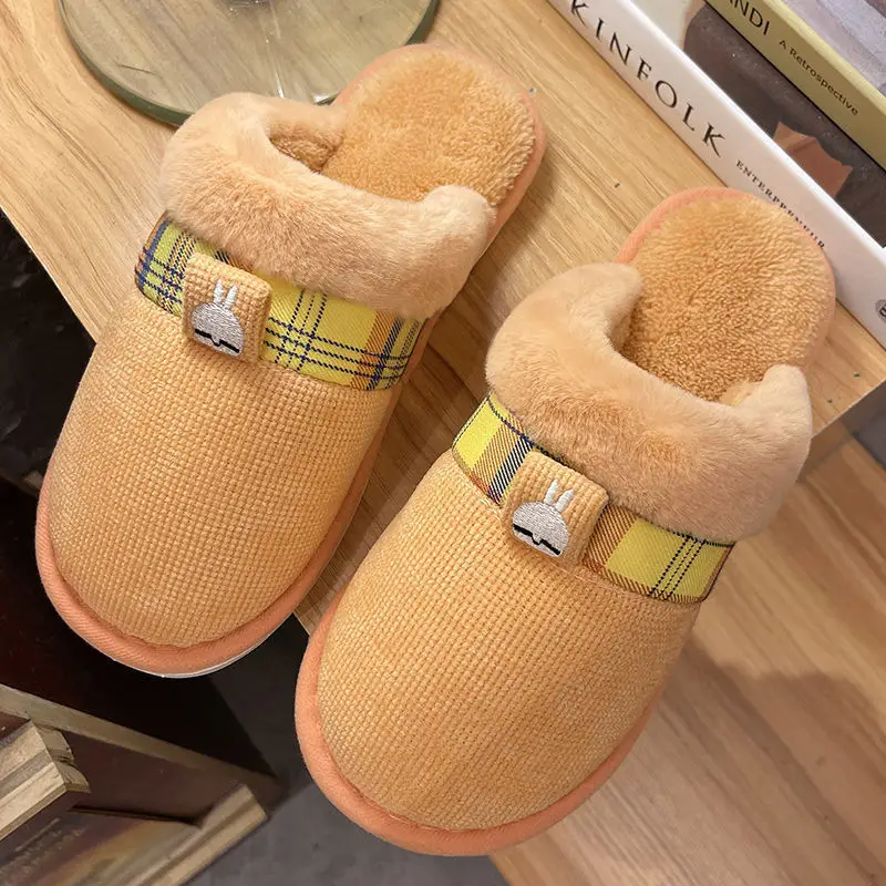Rascal Rabbit Cotton Slippers for Women, Autumn and Winter Indoor Home Casual Plush Non-Slip Soft Sole Couple Home Slippers for Men, Floor Warm Plush - Image 3