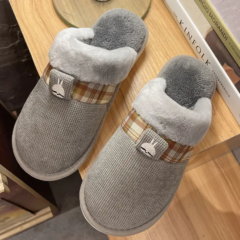 Rascal Rabbit Cotton Slippers for Women, Autumn and Winter Indoor Home Casual Plush Non-Slip Soft Sole Couple Home Slippers for Men, Floor Warm Plush - Image 4