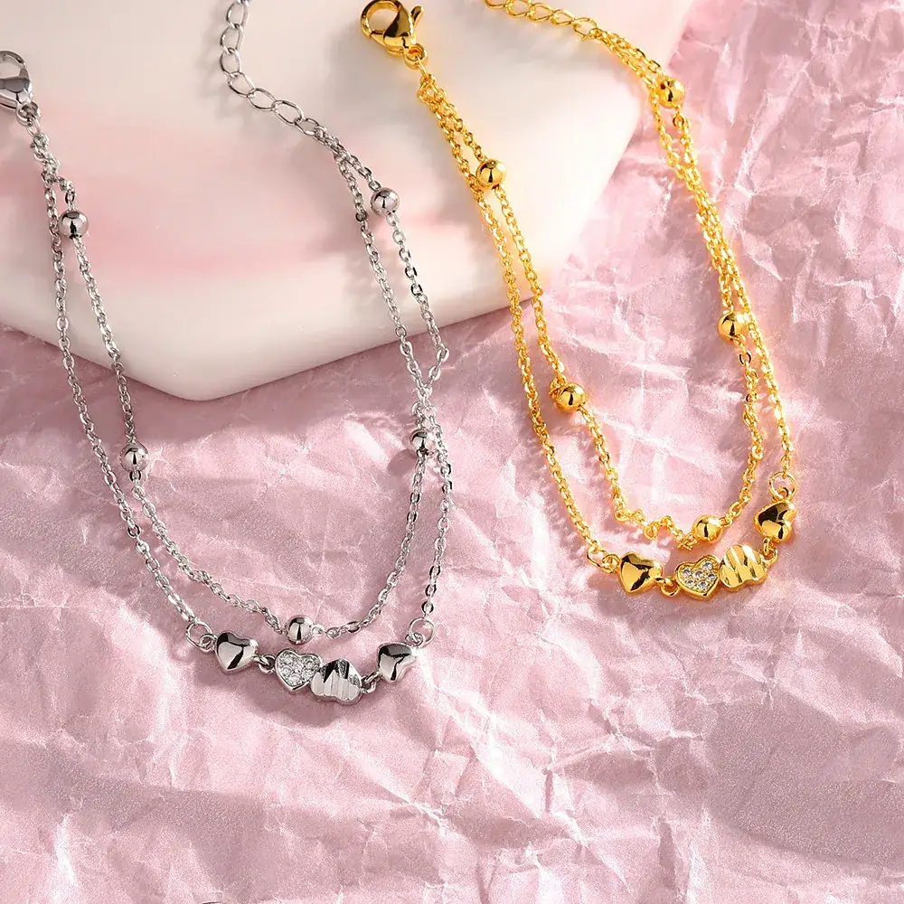 Silver Zircon Heart Bracelet for Women