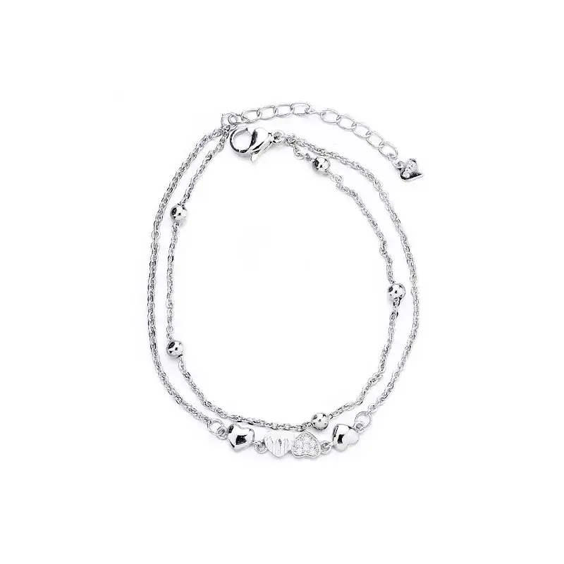 Silver Zircon Heart Bracelet for Women