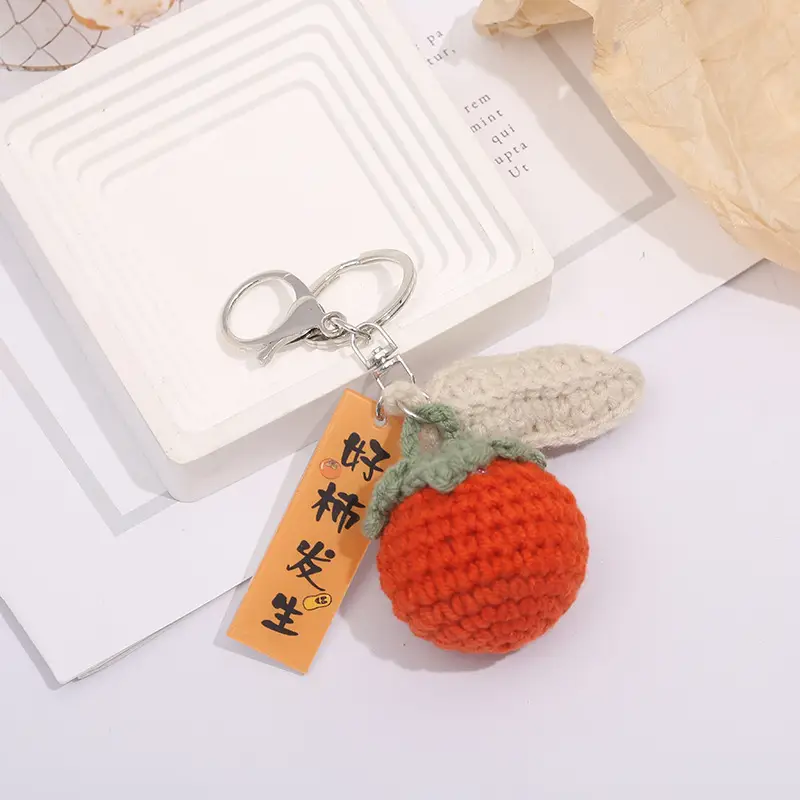 New Red Persimmon Key Chain Pendant for Women - Image 4