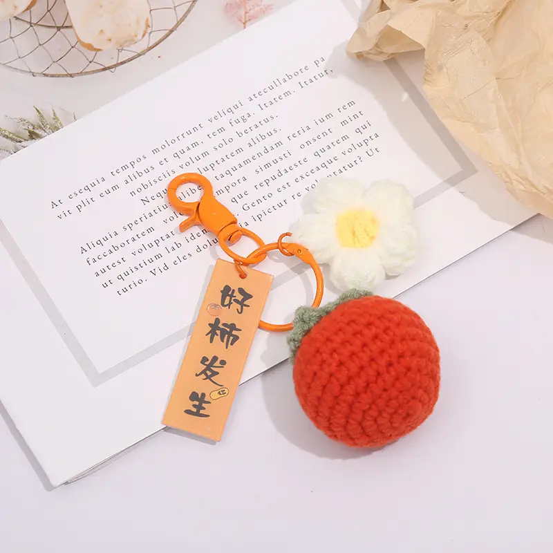New Red Persimmon Key Chain Pendant for Women - Image 5