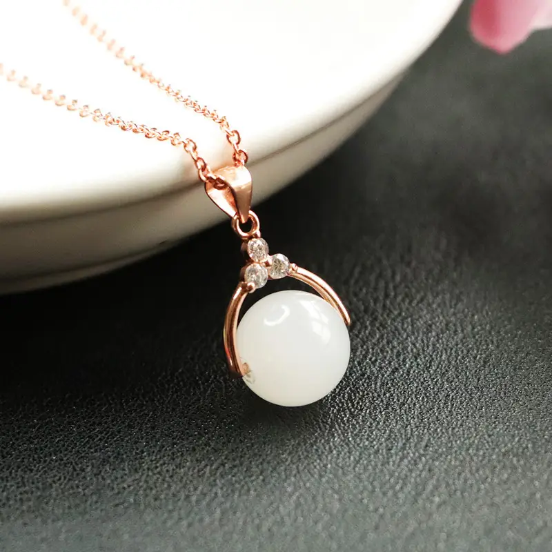 Guan Yu S925 Silver Inlaid White Jade Pendant Necklace — feature 11