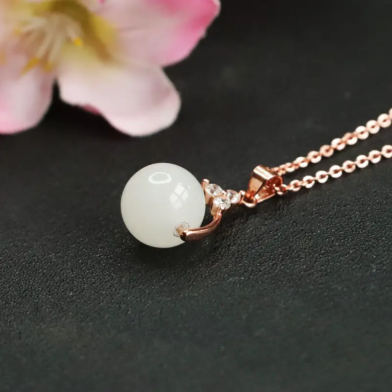 Guan Yu S925 Silver Inlaid White Jade Pendant Necklace — feature 8