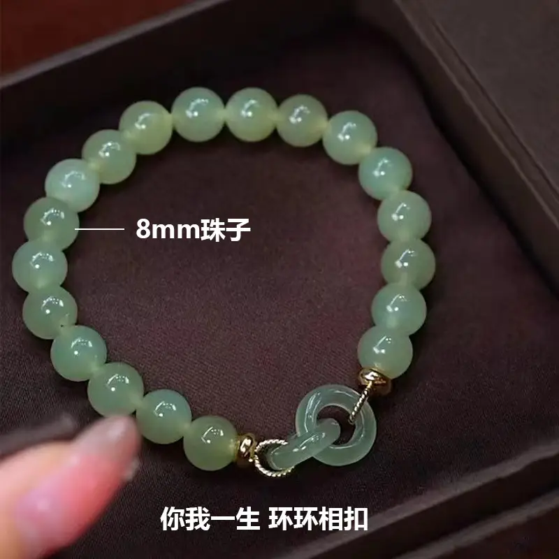 Elegant Heart Chalcedony Jade Bracelet for Women