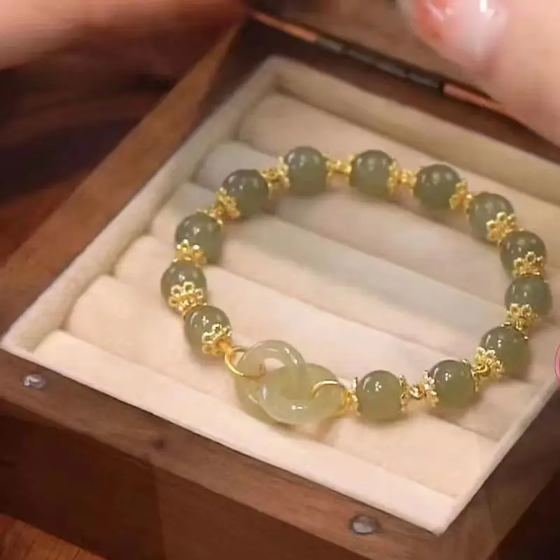 Elegant Heart Chalcedony Jade Bracelet for Women