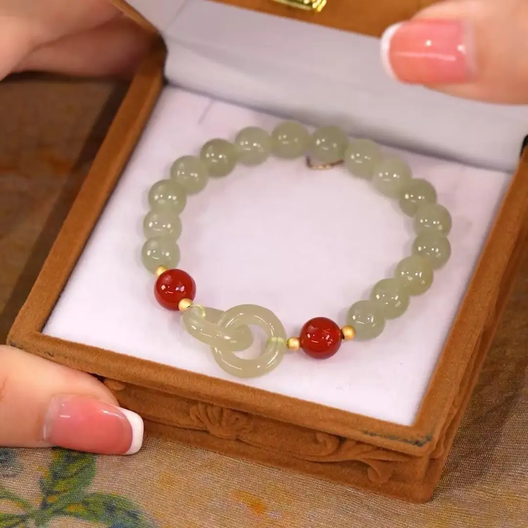 Elegant Heart Chalcedony Jade Bracelet for Women