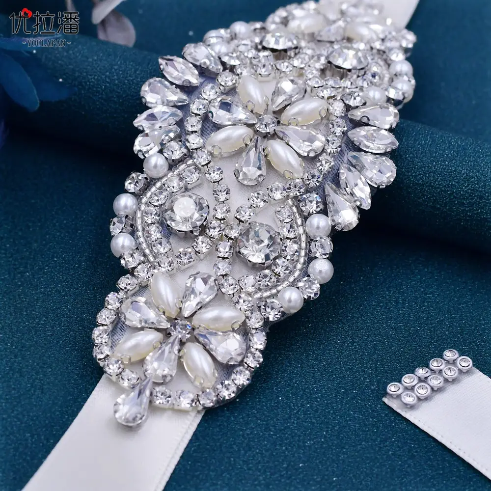 White Bridal Belt with Rhinestone Girdle for Women — feature 5