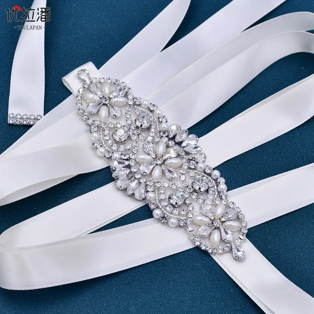 White Bridal Belt with Rhinestone Girdle for Women — feature 10