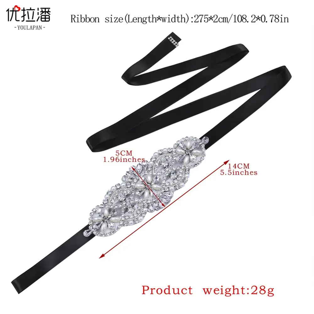 White Bridal Belt with Rhinestone Girdle for Women — feature 11