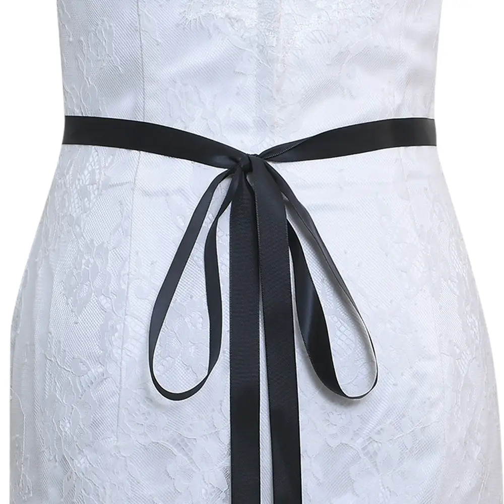 White Bridal Belt with Rhinestone Girdle for Women - Image 15