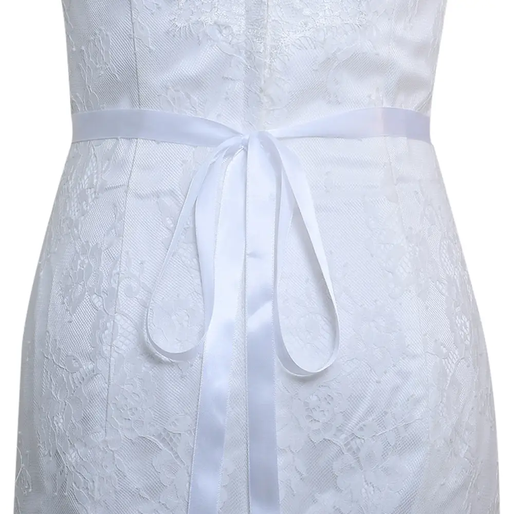 White Bridal Belt with Rhinestone Girdle for Women - Image 16