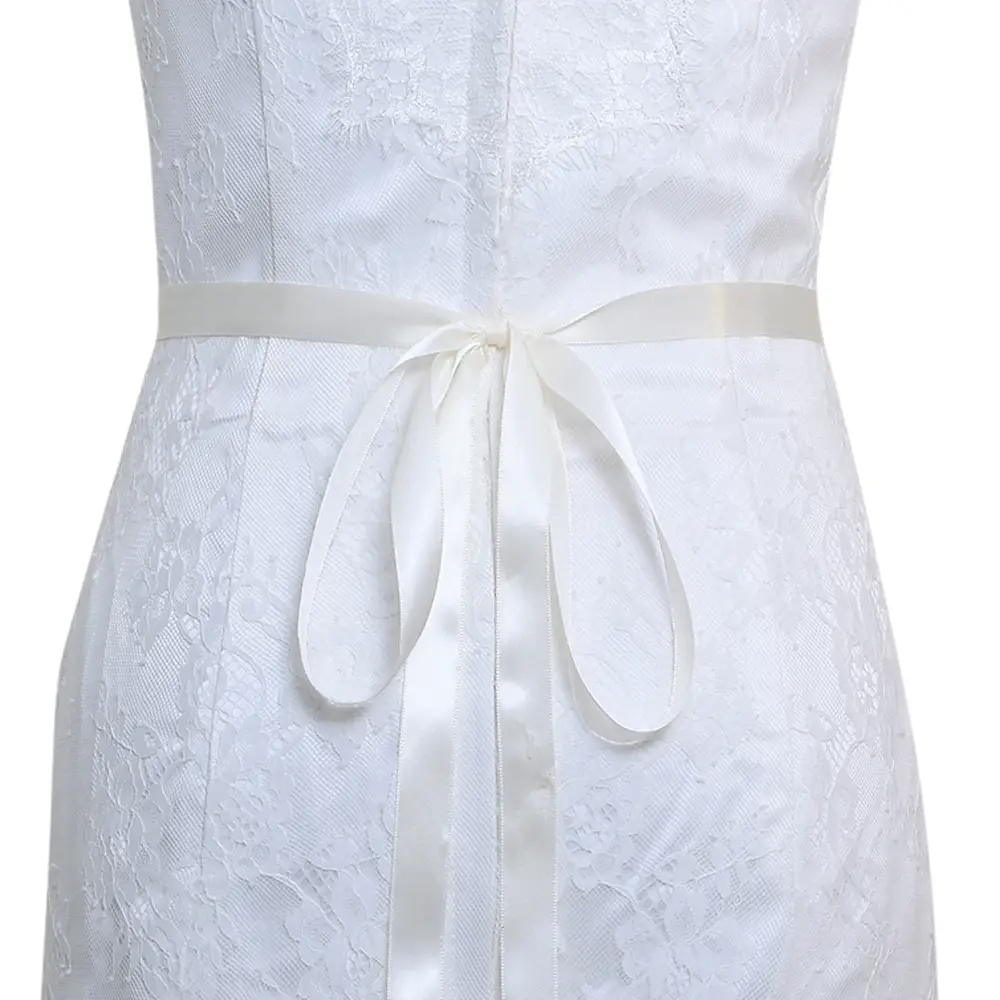 White Bridal Belt with Rhinestone Girdle for Women - Image 2