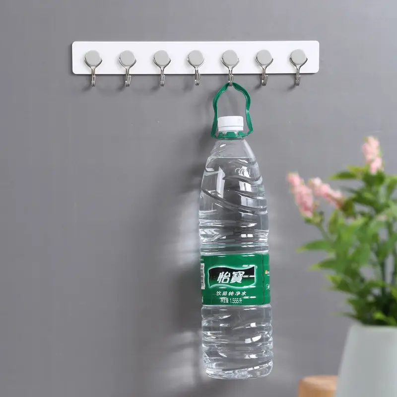 White 7-Hook Wall Mount for Kitchen and Bathroom - Image 3
