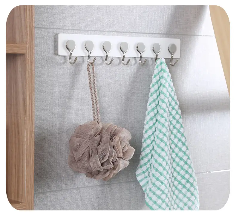 White 7-Hook Wall Mount for Kitchen and Bathroom — feature 9