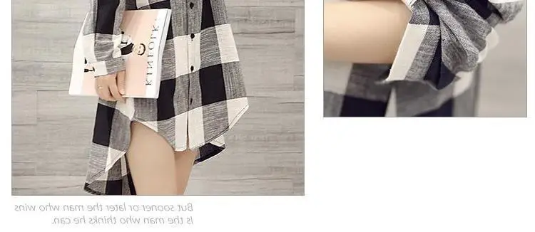 Women Plaid Shirt Cotton Linen Loose Mid Length Sun Protection — feature 19