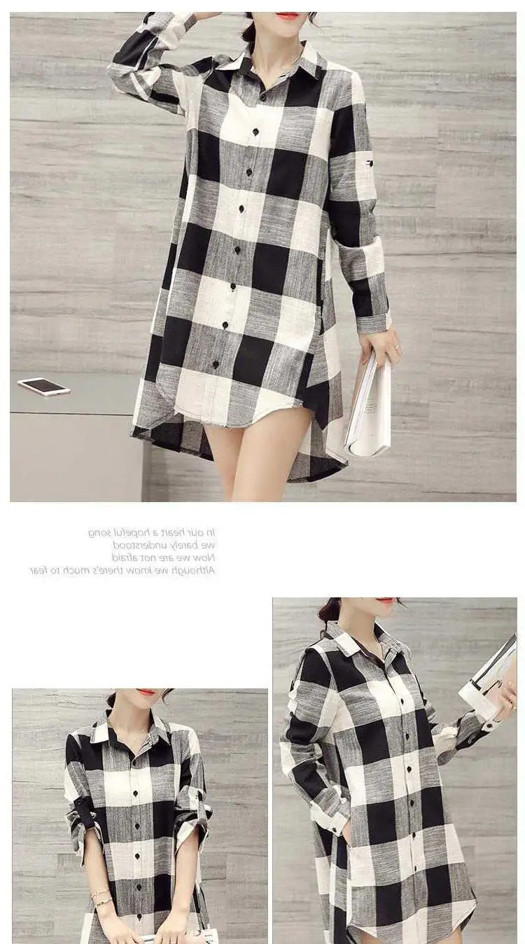 Women Plaid Shirt Cotton Linen Loose Mid Length Sun Protection — feature 20