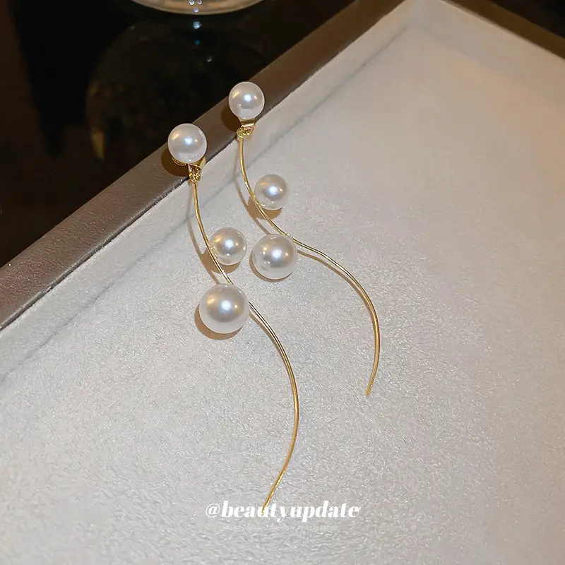 French Pearl Tassel Earrings for Women Elegant High End - Image 3
