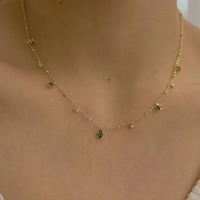 Gold Zircon Geometric Necklace for Women - Image 3