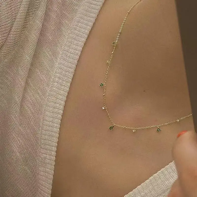 Gold Zircon Geometric Necklace for Women - Image 4