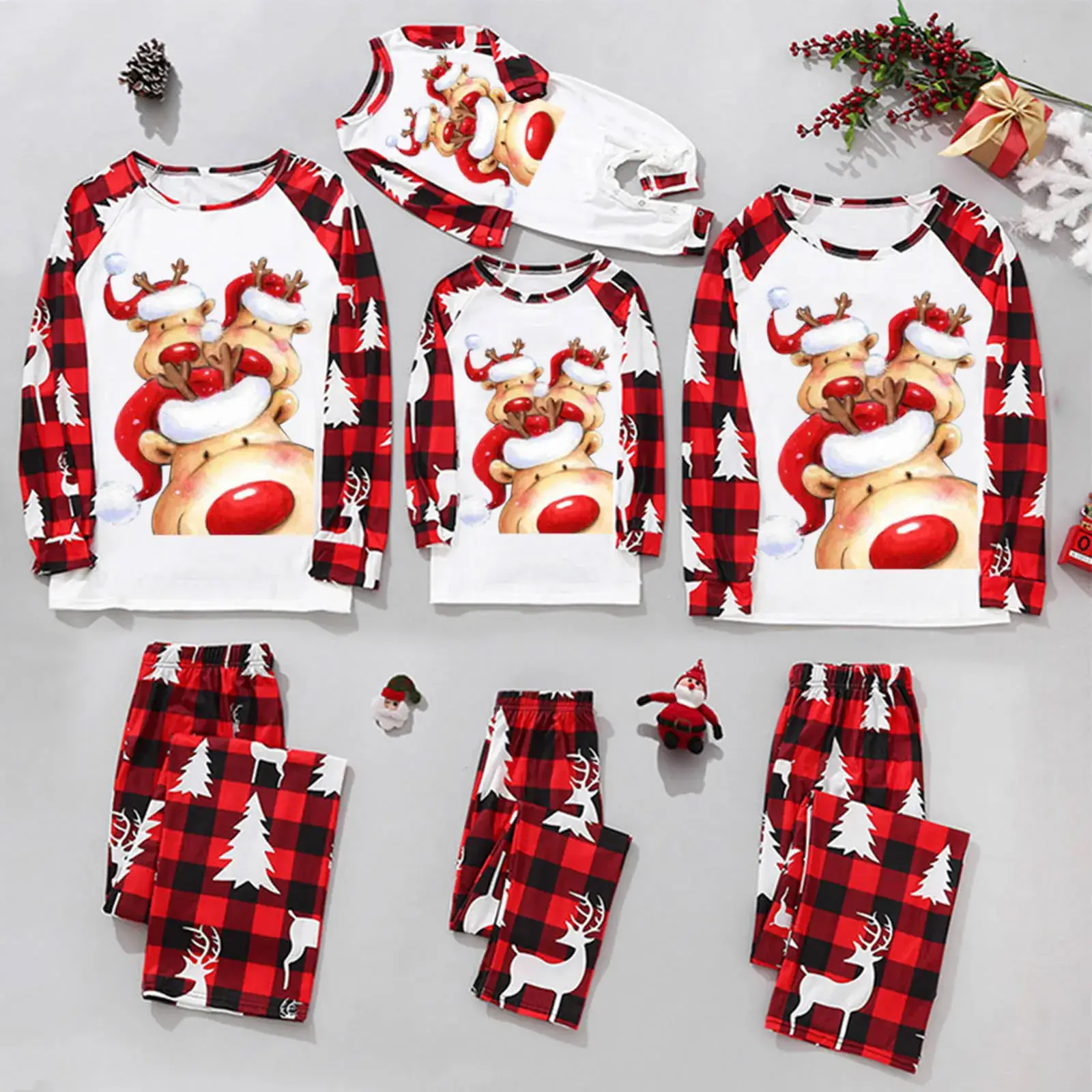 Tianming Christmas Parent-Child Plaid Pajamas Set - Image 10