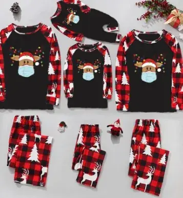 Tianming Christmas Parent-Child Plaid Pajamas Set - Image 13