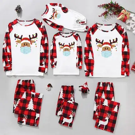 Tianming Christmas Parent-Child Plaid Pajamas Set - Image 8