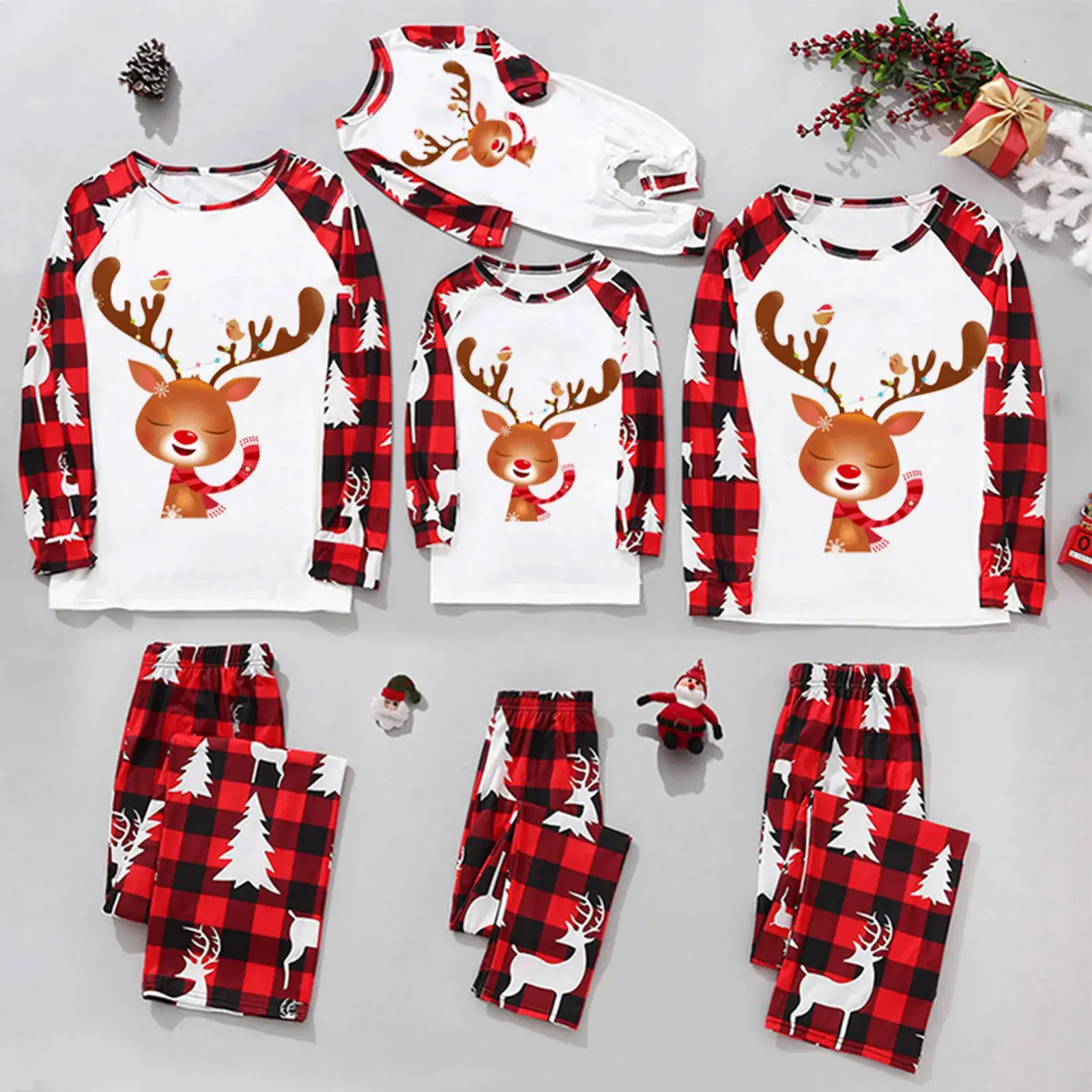 Tianming Christmas Parent-Child Plaid Pajamas Set - Image 9