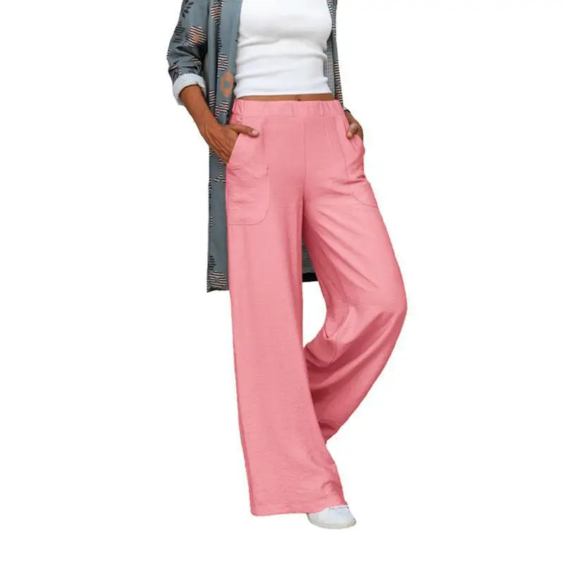 2025 Plus Size Women Drapey White Wide Leg Pants - Image 3