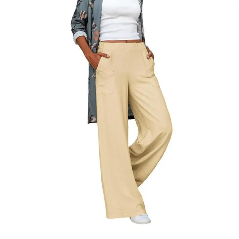 2025 Plus Size Women Drapey White Wide Leg Pants - Image 4