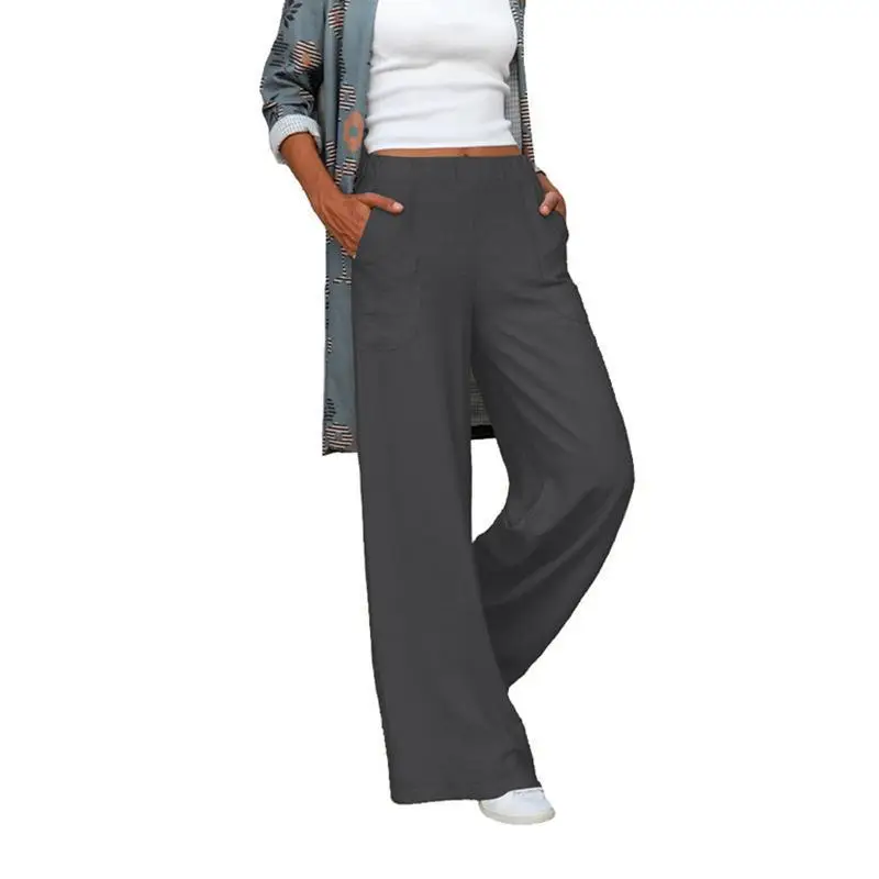2025 Plus Size Women Drapey White Wide Leg Pants - Image 5
