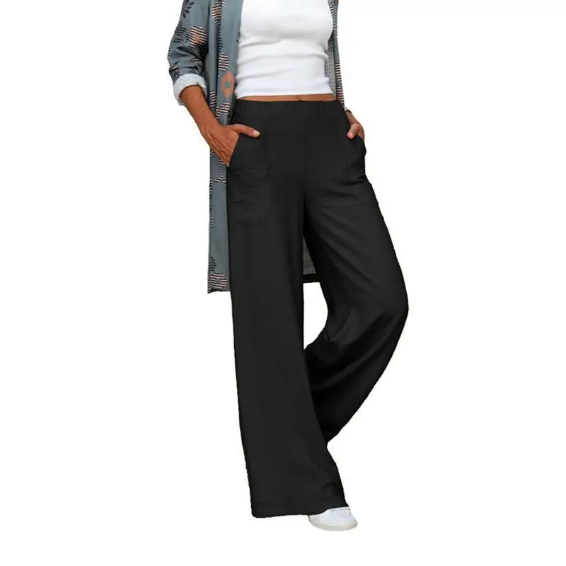2025 Plus Size Women Drapey White Wide Leg Pants - Image 2