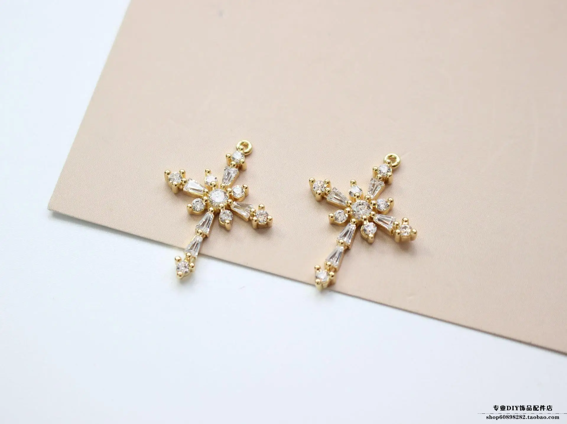 Snowflake Cross Earrings with Real Gold & Zircon Design — feature 10