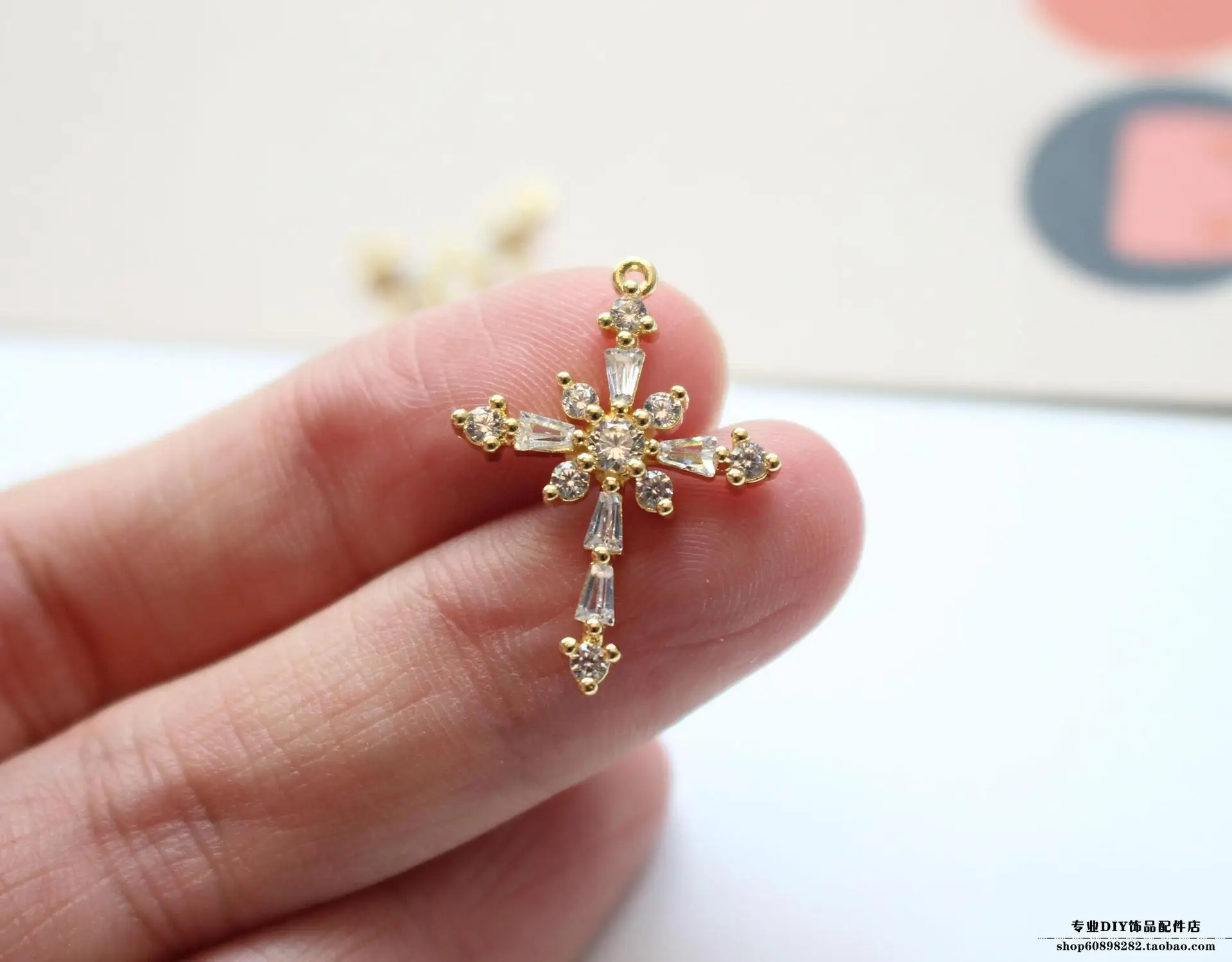 Snowflake Cross Earrings with Real Gold & Zircon Design — feature 2