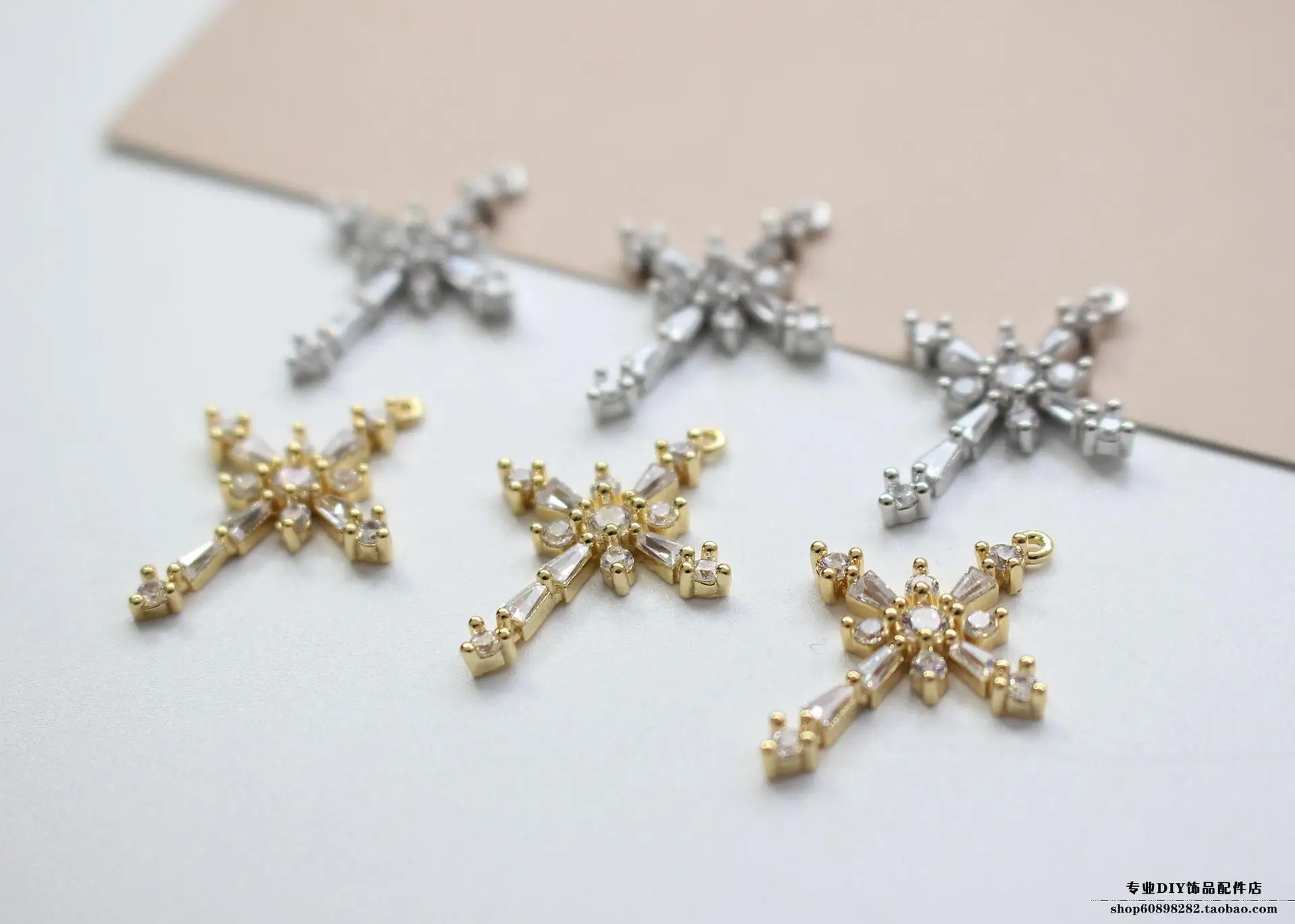 Snowflake Cross Earrings with Real Gold & Zircon Design — feature 3