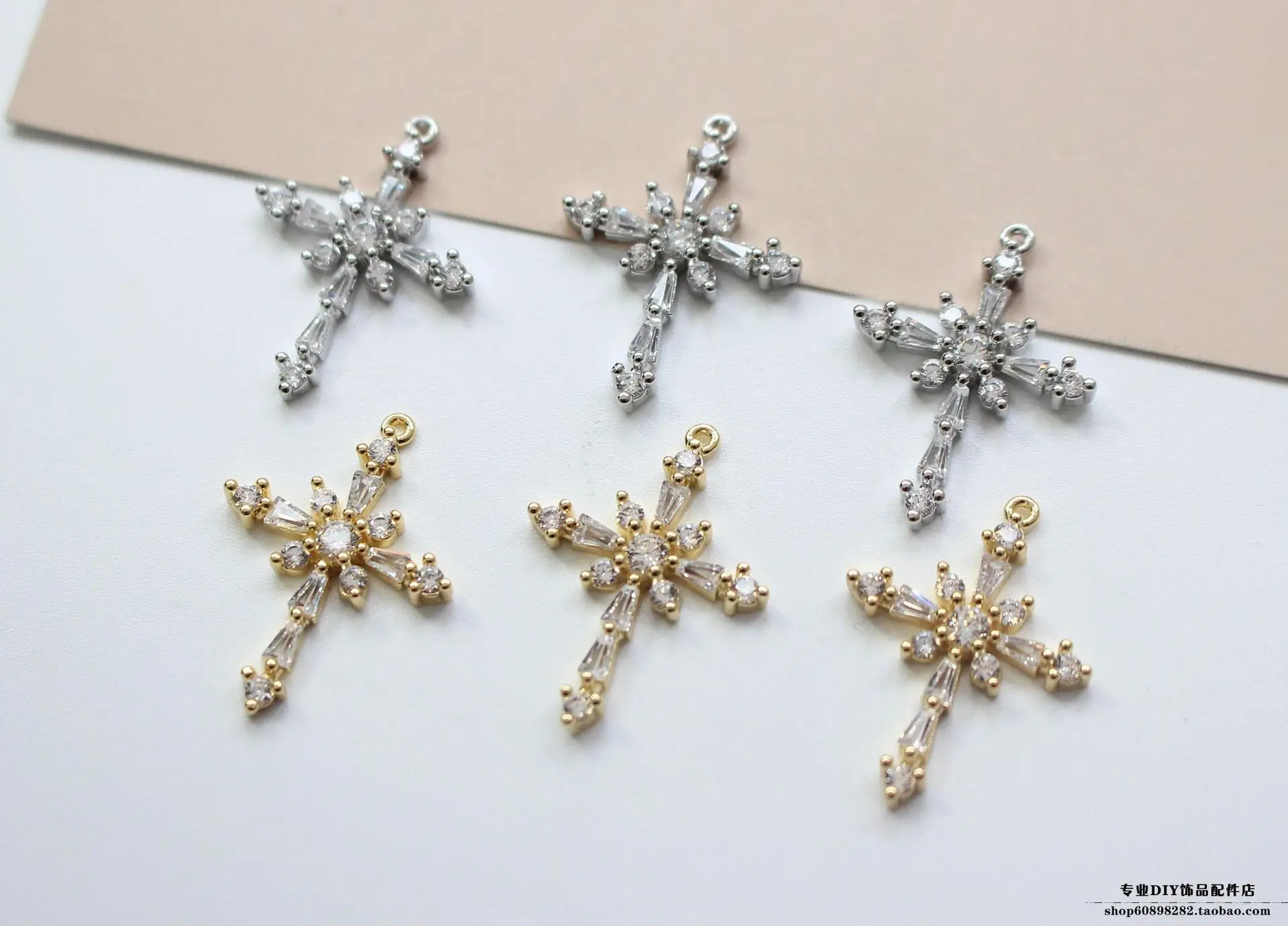 Snowflake Cross Earrings with Real Gold & Zircon Design — feature 4