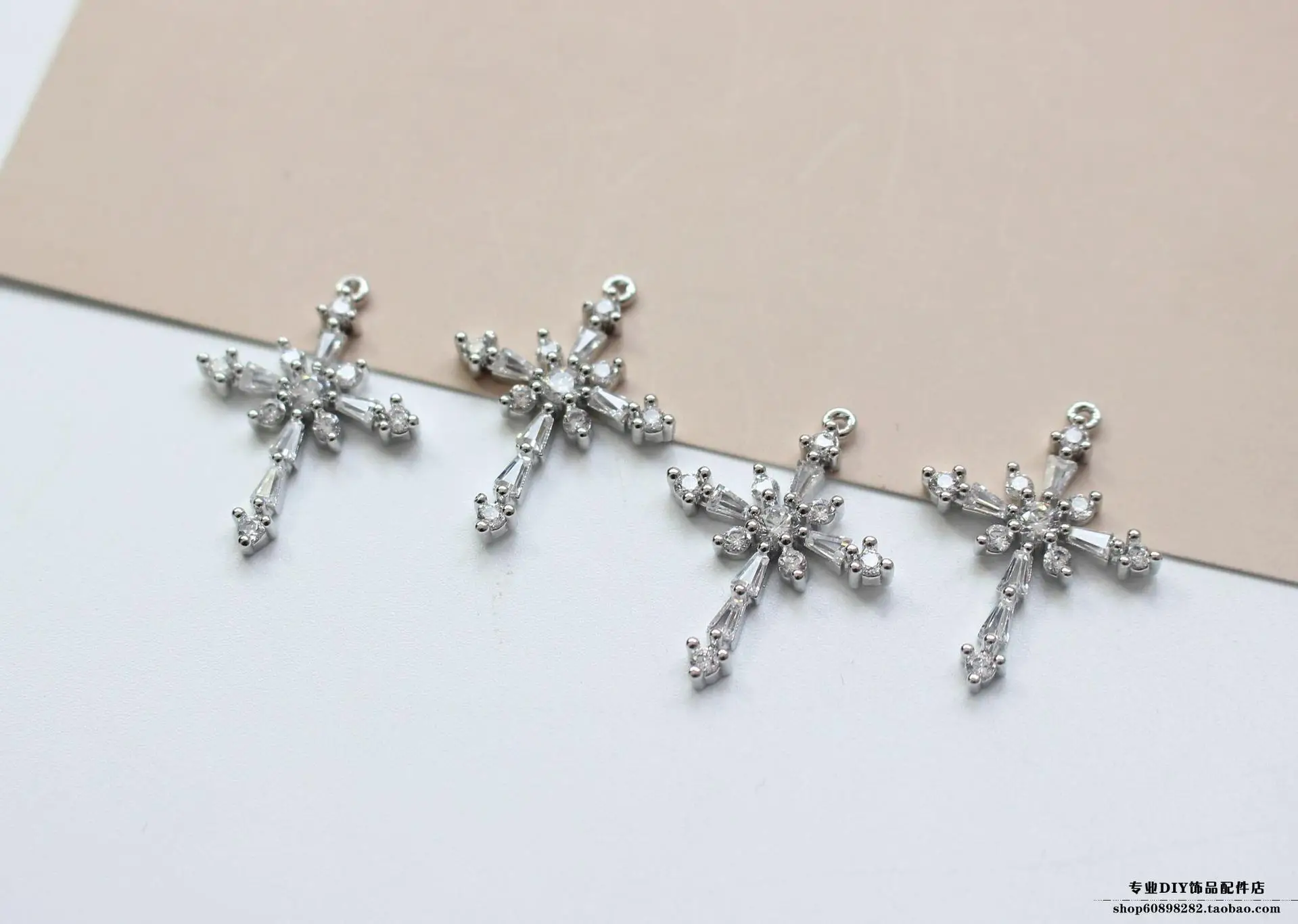 Snowflake Cross Earrings with Real Gold & Zircon Design — feature 5