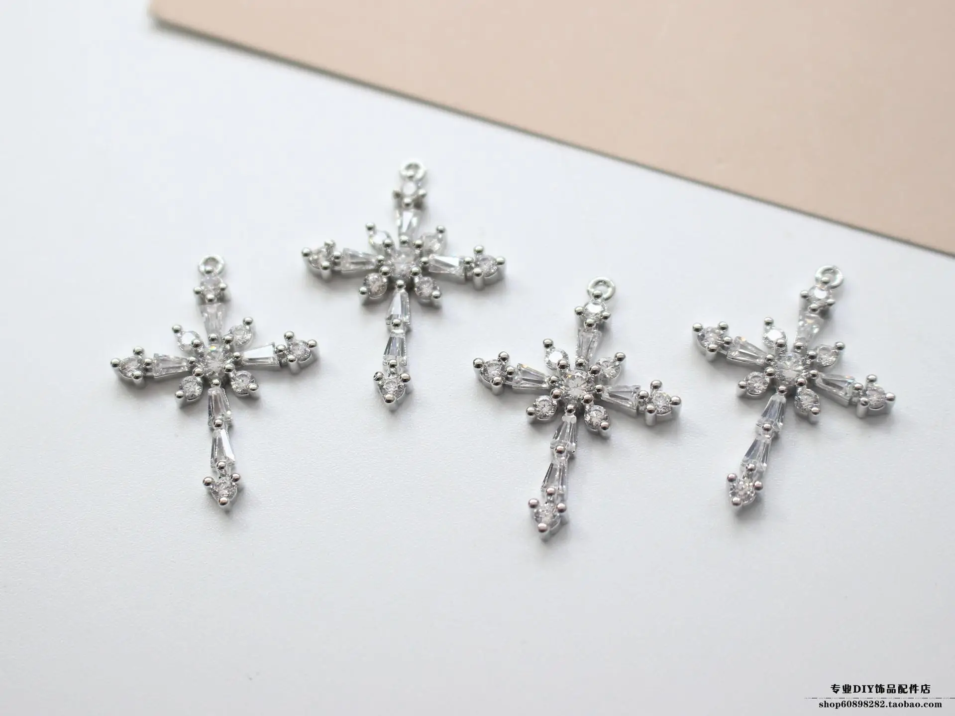 Snowflake Cross Earrings with Real Gold & Zircon Design — feature 6