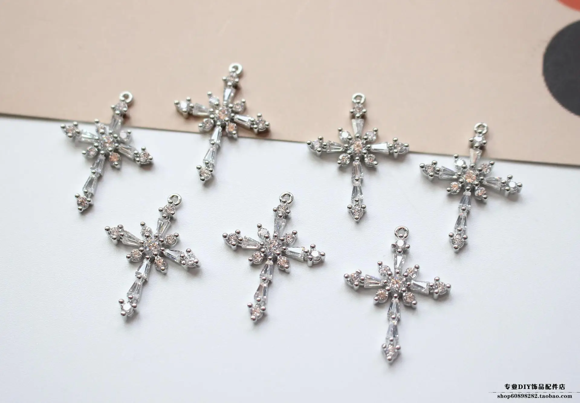 Snowflake Cross Earrings with Real Gold & Zircon Design — feature 7
