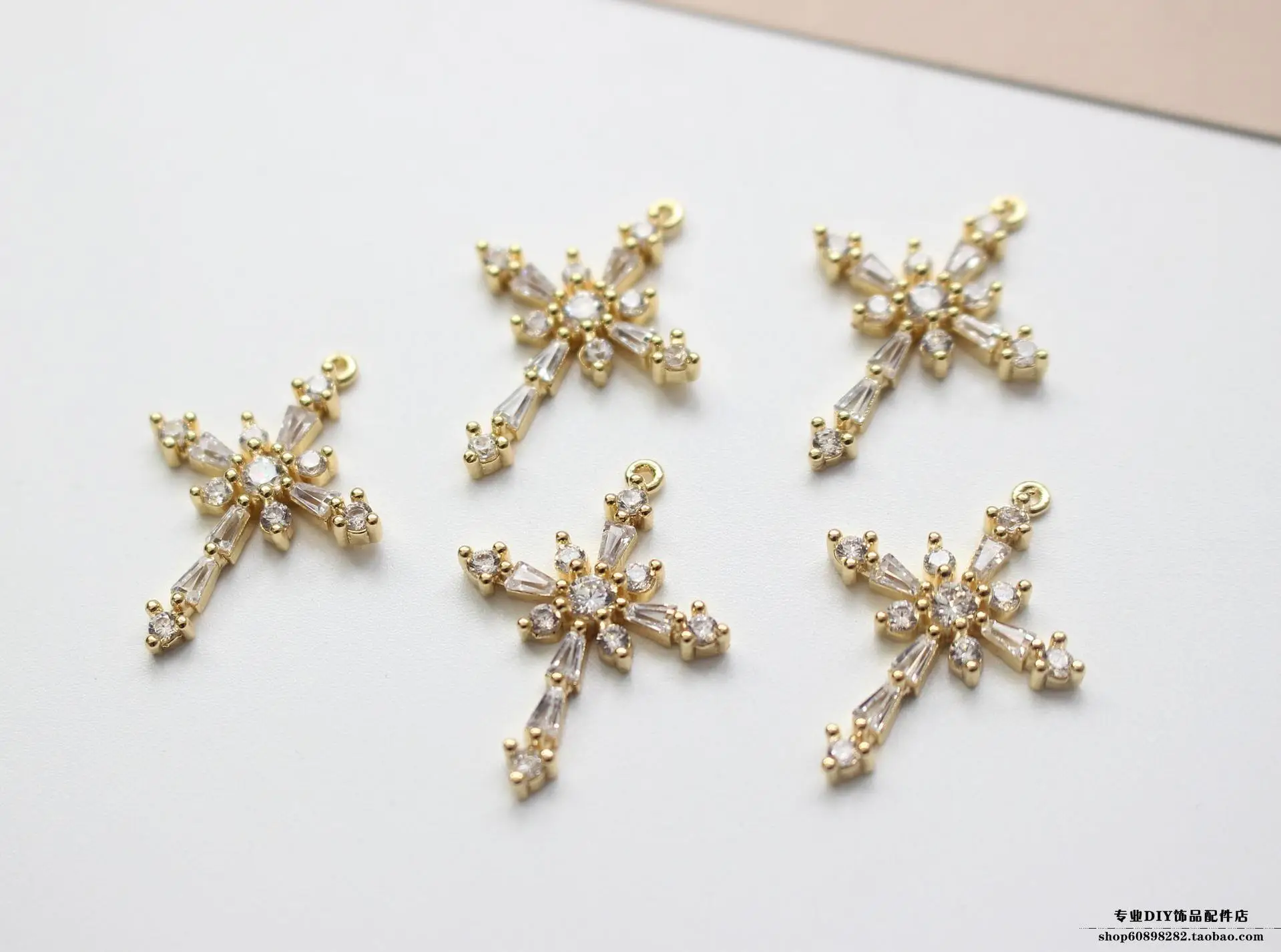 Snowflake Cross Earrings with Real Gold & Zircon Design — feature 8
