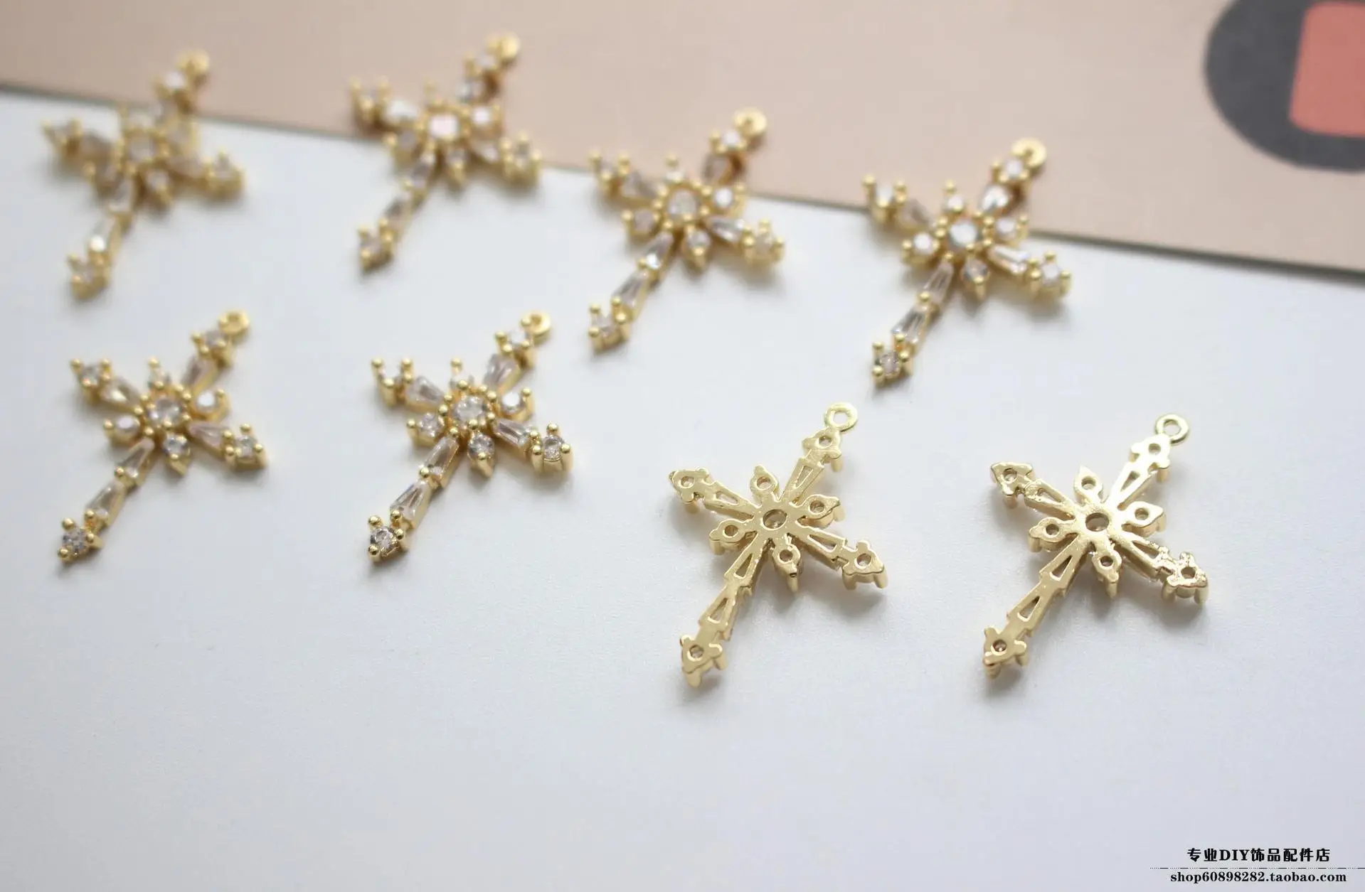 Snowflake Cross Earrings with Real Gold & Zircon Design — feature 9