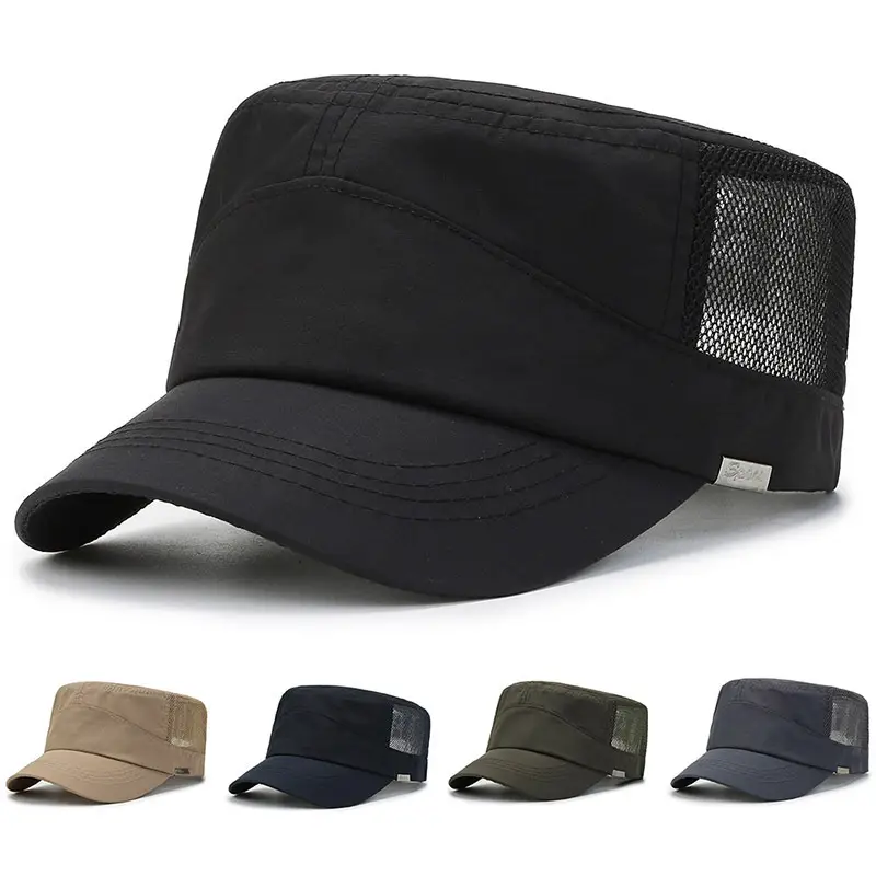 Men's Black Mesh Sun Hat with Adjustable Cap