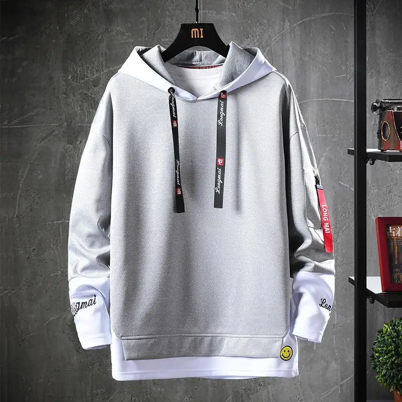 Men Hooded Sweatshirt White Black Spring Autumn New - Image 8