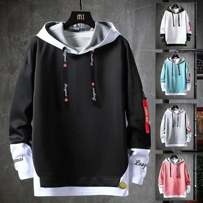 Men Hooded Sweatshirt White Black Spring Autumn New - Image 10