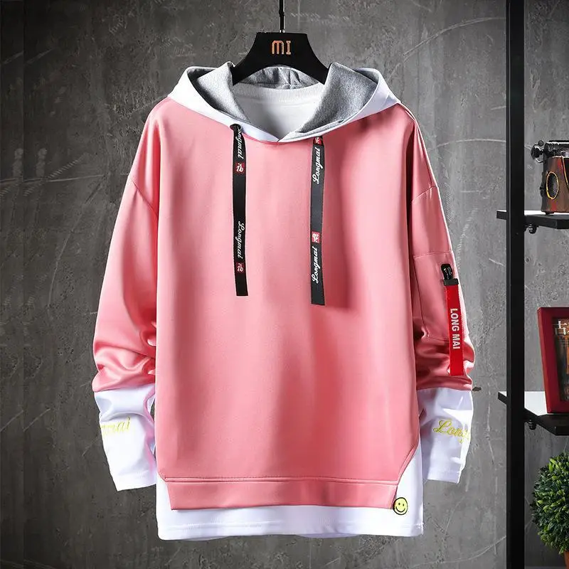 Men Hooded Sweatshirt White Black Spring Autumn New - Image 4