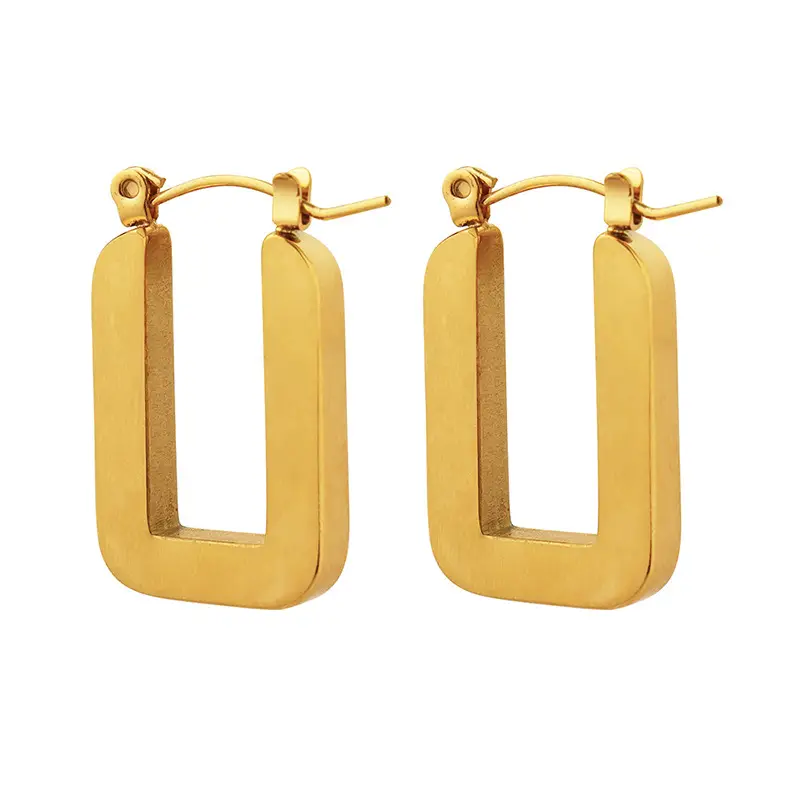 18k Gold Geometric Earrings for Women - Image 6