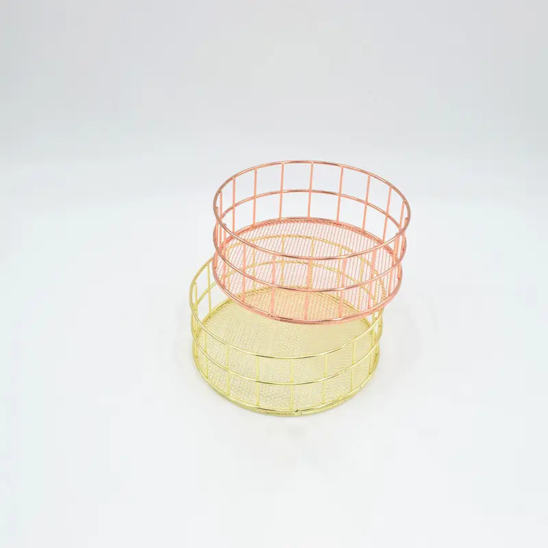 Gold Wire Round Storage Basket for Home Decor - Image 5