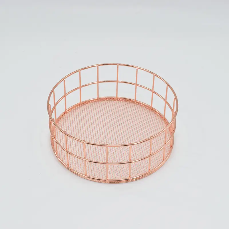 Gold Wire Round Storage Basket for Home Decor - Image 2